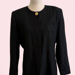 Vintage Christopher Black Blazer | Gold Button | Size L/XL